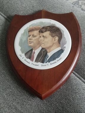 Kennedy Brothers Commemorative Wood Plaque with Ceramic Portrait
